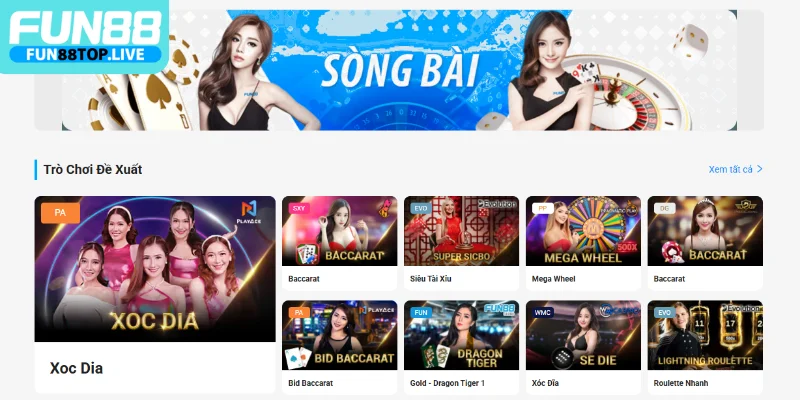 Người chơi đặt cược baccarat tại casino Fun88