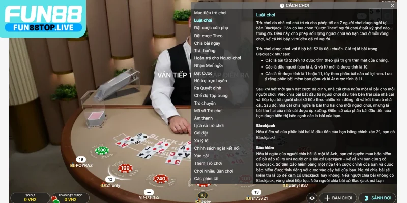 Quy tắc của một ván đấu Blackjack online được quy định cụ thể